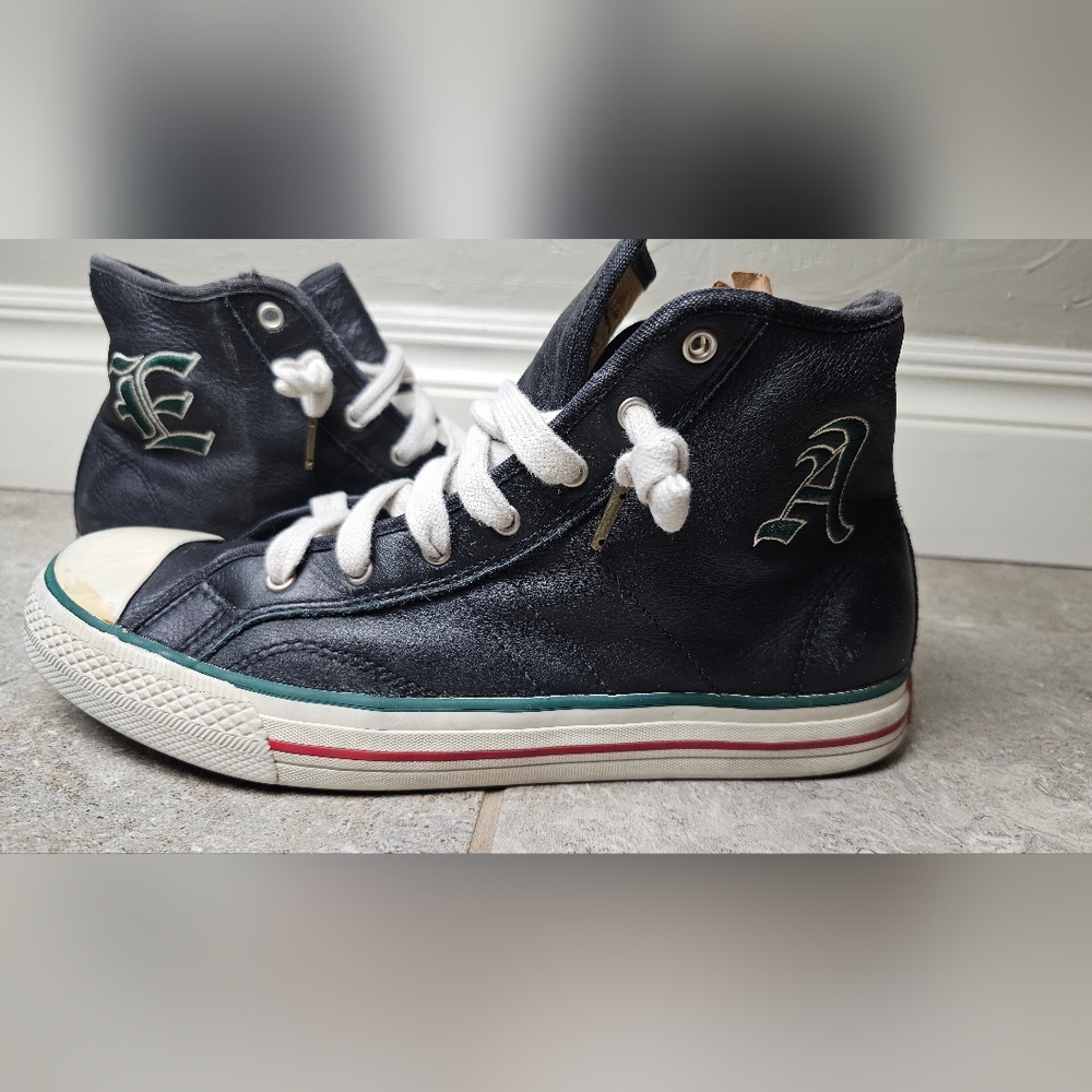 [AMERICAN EAGLE OUTFITTERS] Dark Blue Leather High-Top Sneakers Men's《10》 - Picture 5 of 15